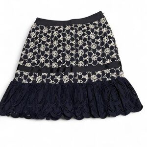 O'2nd Navy and White Lace Mini Skirt